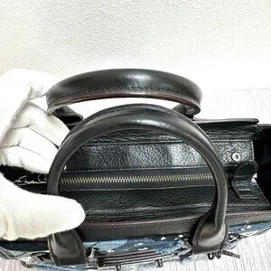 極美品✨️ COACH Swagger Denim 2way shoulder Coach Denim Swagger With Chalk White Leather Trim Satchel